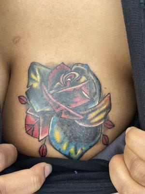 Colorful cover up tattoos