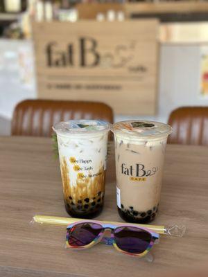 Brown Sugar Boba Latte and Creme Brûlée bubble tea