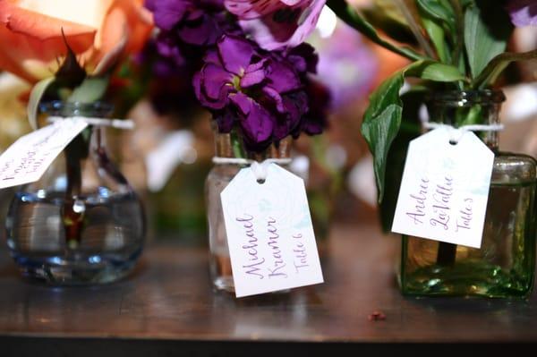 lovely stems from Marcus Hook accented our place card vases