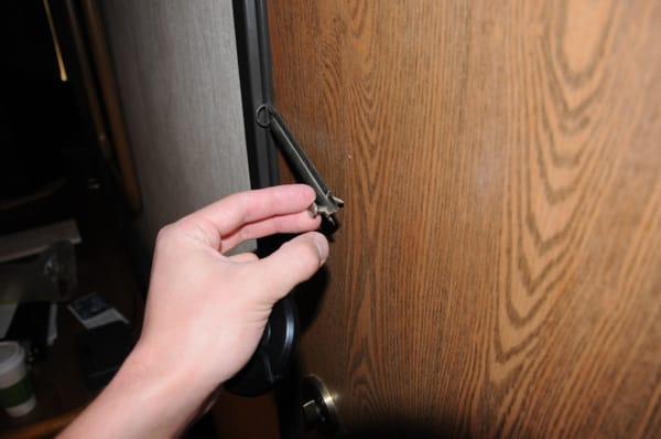 broken lock to adjoining room