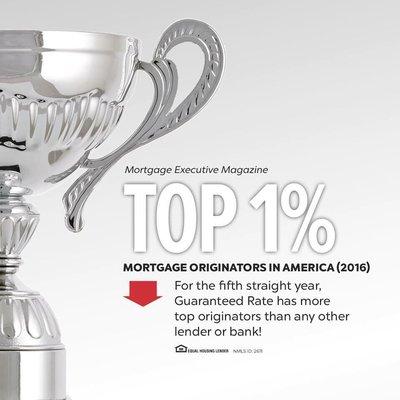 Honored to be among Mortgage Executive Magazine's Top 1% Mortgage Originators in America 2016.