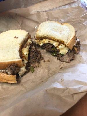 Philly steak. Should be served on an actual hoagie roll to prevent soggy bread.