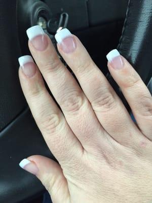 Pearlized acrylic French tip.