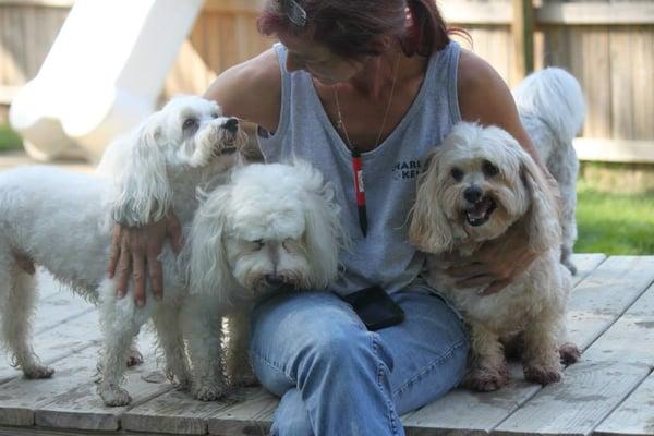 Ann with George, Harley and Tucker