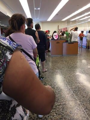 Line is ridiculous and the is only 4 tellers