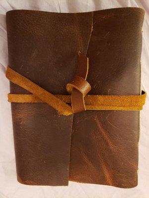 Leather journal my daughter made yesterday with scraps from Barta Hide.