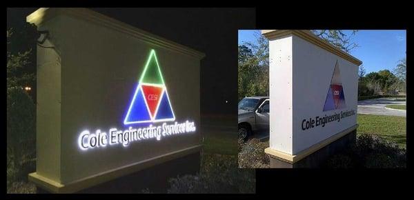 Monument Sign LED lighted, by http://www.thesigncenter.net