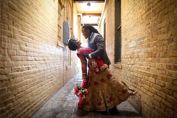 Real Bride Rekha looks stunning on her wedding day, dressed from head to toe in Alisha's Creations Clothing and Accessories.