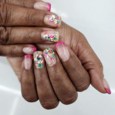 Spring nail art, hard gel.