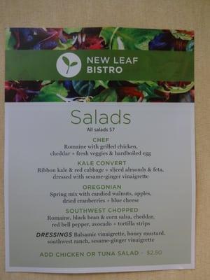 Salad Menu