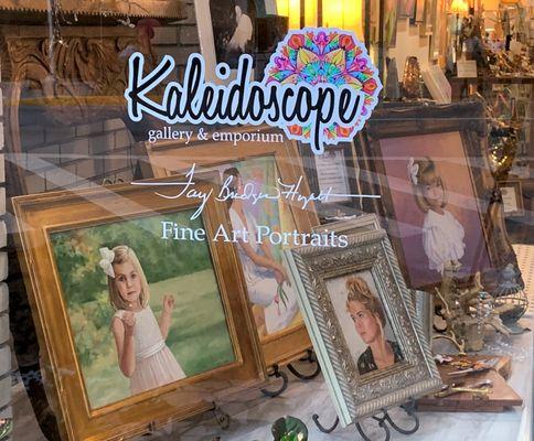 Kaleidoscope gallery & emporium offers the portrait work of Fay Bridges Hyatt, folk & fine art, pottery & jewelry, studio art education!