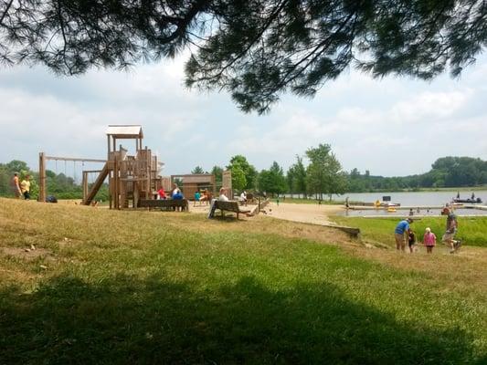 Swings, slides, and teeter totters.