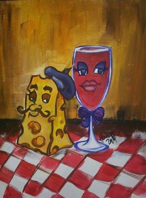 This Saturday (01/6/18) featured painting. Come in and paint your very own cheese and wine and make it your own.