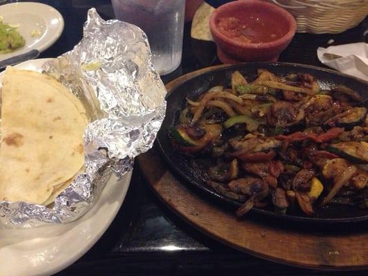 Veggie Fajitas - very good! Your choice of corn or flour tortillas.