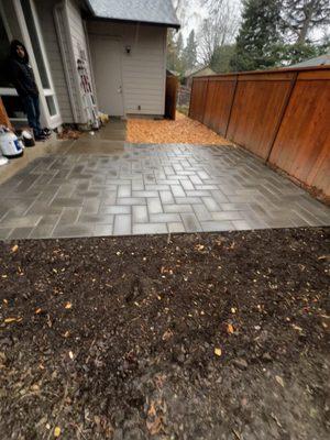 Beautiful Double park stones made by western interlock along with some cedar chips; installed by us in clackamas county