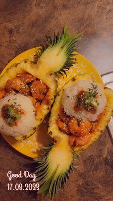 Shrimp pineapple bowls