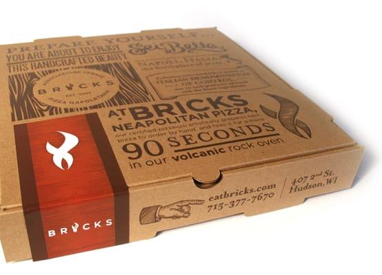 Packaging design for Bricks in downtown Hudson, Wisconsin. Graphic design by Christiansen Creative.