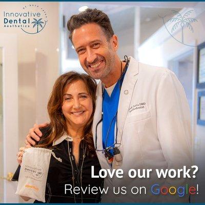 Love your smile? Spread the joy! It's Google review time at Innovative Dental Aesthetics.