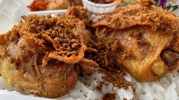 Ayam goreng (fried chicken).  Nice and crispy!