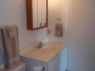 Gret Lighting and Storage in the bathroom!