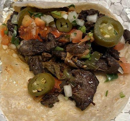 Beef fajita taco