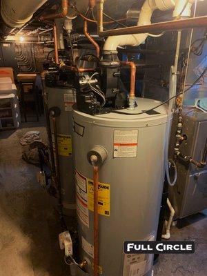 Twin 50 Gallon Power Vent Water Heaters - Swapped Old Units and Re-piped.