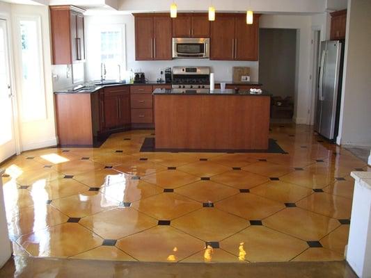 Kitchen Floor- Acid and Waterbase Stain