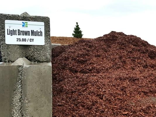 Light Brown Mulch 100% Recycled Material $25 per cubic yard