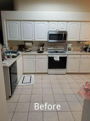 Household kitchen before cleaning.