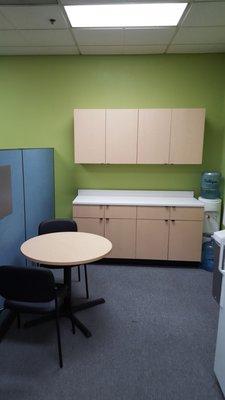 Wall Mounted cabinets?? No problem!!! We helped this customer with their break & lunch area.