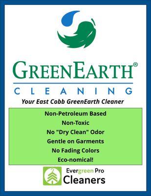 We dry clean with GreenEarth - Non-Toxic, Eco, Garment, People Friendly