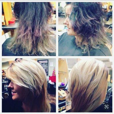 Transformation color correction done 
Beautiful blonde finish 
Done at Danis-Art-Studio