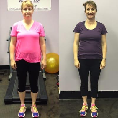 Cause and Effects Fitness client Laura H. Progress Photo. Losing weight, gaining confidence, empowered with strength.