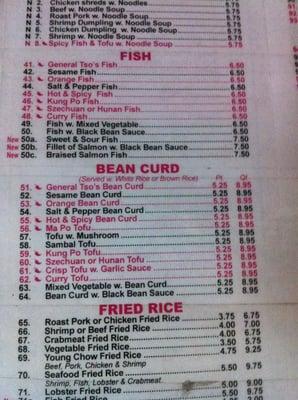 A full fish & Bean Curd or Tofu menu