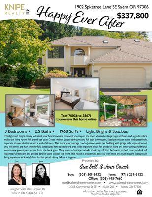 Open House 9/7/19 1-4pm 9/8/19 1-3pm