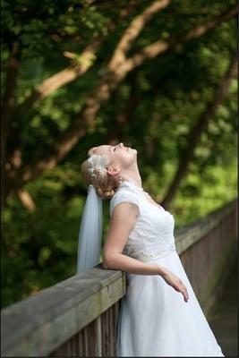 Shoulder Length Hair.  Classic bun with embellishment.