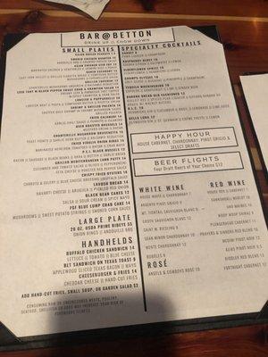 The Menu! Can't wait to come back and try some dishes out!